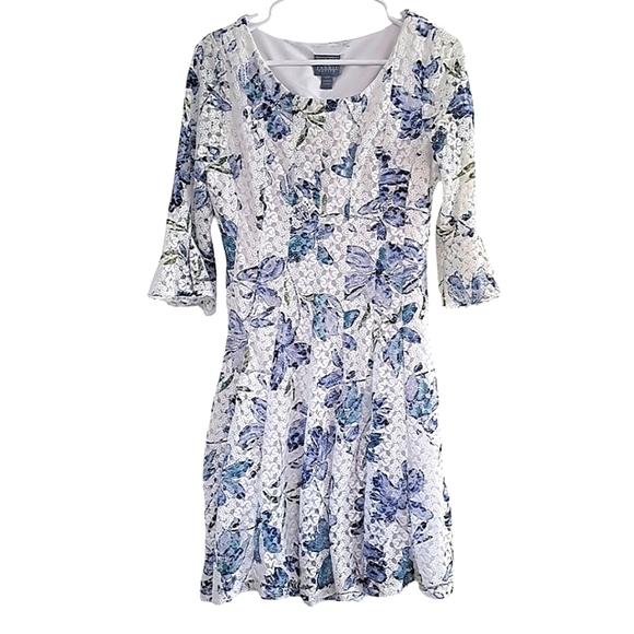 Rabbit Rabbit Rabbit Floral Lace Dress - Blue and White Size 10P - Picture 1 of 7